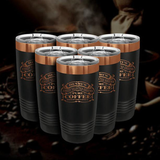 Set of 6 Rose Gold Custom Engraved 20oz Tumblers