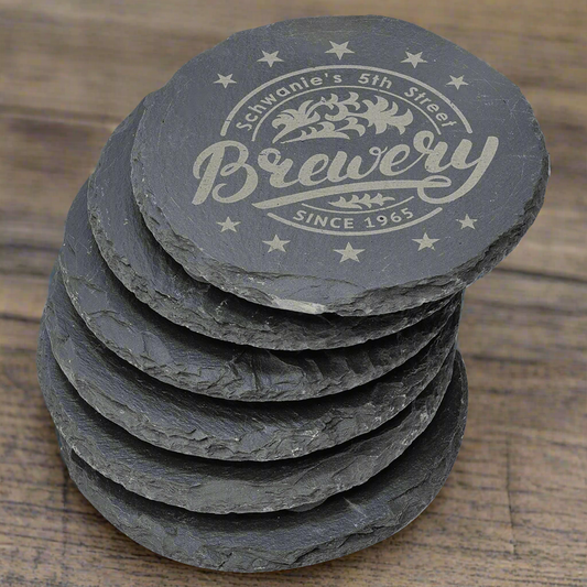 Set of 6 Custom Engraved Slate Coasters